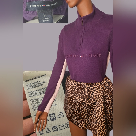 VINTAGE TOMMY HILFIGER ZIP UP TUTLENECK 100% COTTON SIZE M - Picture 3 of 3